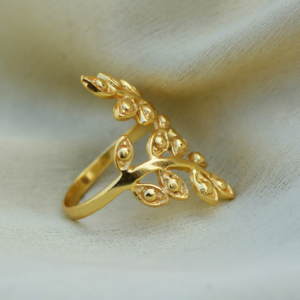 Boho <b>Leaf</b> Ring Brass Rings For Women 18k Gold Plated Nature Inspired Jewelry Floral Design Wholesale Rings - Product Image 4