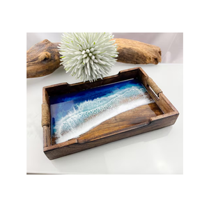 Wood & Resin Serving Tray <b>Green</b> <b>Color</b> Modern Design Handmade Kitchen organizer Resin Tray - Product Image 6