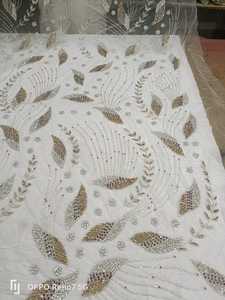 Meilleur prix luxe fait à la main 100% Polyester vêtements haute qualité perlé tissu Zircon tissé maille motif exportation directe mariages - Product Image 3