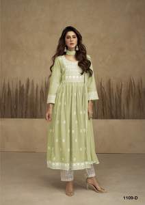 Latest Designer Pure Reyon Cotton Embroidery Tissue Net Work Salwar Suit <b>Indian</b> & <b>Pakistani</b> <b>Clothing</b> - Product Image 2