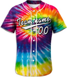 Camiseta de Béisbol con Botones y Estampado Tie Dye, Camiseta Deportiva Sublimada de Manga Corta para Béisbol y Sóftbol, Uniforme de Equipo - Product Image 1