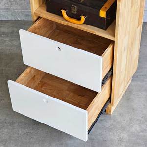 Étagère à livres en bois de caoutchouc minimaliste industrielle KS68057, 3 niveaux, 2 tiroirs - Design rustique contemporain pour la maison et le bureau - Product Image 6