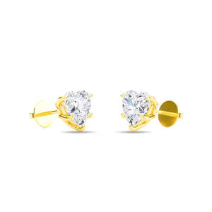 Lab-Grown Diamond <b>Heart</b> Cut Earring <b>Tops</b> 1 Carat by ATYANTA JEWELS - Product Image 2