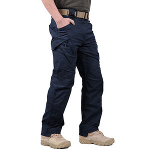 Pantalones Cargo de alta calidad para hombres adultos, Color azul marino, diseño de rodilla Flexible, bolsillo inclinado, pantalones Cargo lavados transpirables - Product Image 2