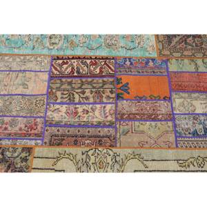 Alfombra turca vintage ecléctica de 3,4x7,8 pies, lana de área grande Beige con patrón de pasillo de retazos abstractos, respaldo de látex para habitaciones - Product Image 5