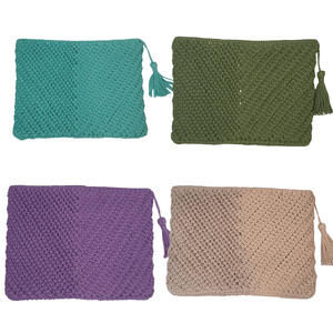 Bolsos ligeros de estilo de ganchillo hechos a mano para mujer, diseño elegante con cierre de botón para fiestas informales, Material de algodón y poliéster - Product Image 2