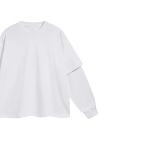 Street wear personnalisé Superposition des manches longues T-shirt deux tons noir et blanc Haut décontracté pour hommes - Product Image 4