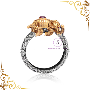 Bracelet Kada en laiton vintage fait main, bicolore, multicolore, à double ouverture, pour mariage, cadeau, décoration - Product Image 6