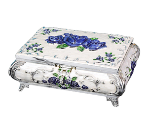 Joyero de metal rosa azul pintado en esmalte-Elegante caja de recuerdo Vintage para anillos y pendientes al por mayor - Product Image 1