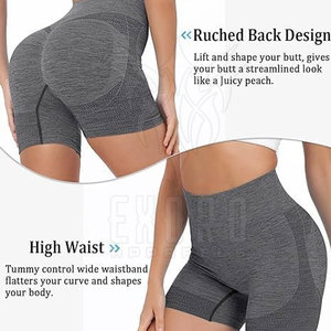 Venta al por mayor transpirable mujeres Scrunch Booty Shorts último estilo Color sólido personalizado poliéster/Spandex Skinny Fit Servicio OEM - Product Image 4