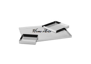Plateau de service en acier inoxydable de couleur argentée avec plateau de service de thé et café de la plus haute qualité avec poignées en corde - Product Image 6
