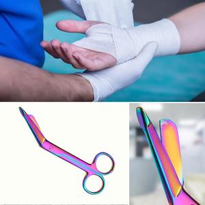 Tijeras para Vendas de Gasa Manuales, Duraderas, Totalmente de Acero, 14 cm, Punta Roma de Seguridad, Empuñadura Ergonómica, Cuchillas Afiladas, Corte Preciso, CE - Product Image 1