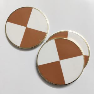 Resin Inlay <b>Coaster</b> <b>Set</b> with Brown Holder Orange and White Lining Pattern for Table Beauty Decorative Drink <b>Coasters</b> <b>Set</b> of 6pcs - Product Image 2