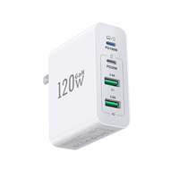 Chargeur rapide HNT 120W GaN 2USB-A 2USB-C 4 ports PD3.0 Adaptateur de charge murale multi-ports Cargador Rapido pour iPhone Samsung MacBook