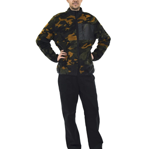 Vestes polaires chaudes d'hiver pour hommes avec col montant et fermeture éclair complète Couleur unie et décoration de grandes poches Position du logo avant - Product Image 5