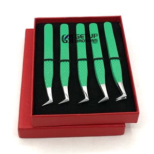 Pince à épiler d'extension de cils en acier inoxydable de revêtement de poudre de vert de céleri de Style professionnel avec vos propres outils de beauté de Logo personnalisé - Product Image 1