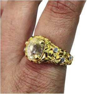 Anillo de Hombre al por Mayor con Piedra Preciosa de Citrino Natural, Piedra de Nacimiento de Noviembre, Anillo de Oro Amarillo Navideño, Joyería de Plata de Ley 925 - Product Image 1