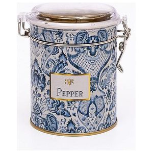 Motif décoratif bleu blanc inspiré d'Azulejo Ø 90x110mm boîte de rangement en métal fermoir en fil couvercle Transparent boîte de rangement en boule de fer - Product Image 1