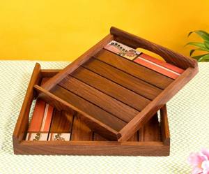 ถาดไม้ขนาดใหญ่ทำด้วยมือและขัดเงาสำหรับเป็นของขวัญตามเทศกาลและตกแต่งบ้าน - Product Image 2