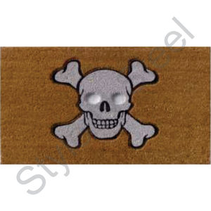 Embossed Anti-Slip Doormat White and Brown Skeleton Design on Vinyl Machine Made Wholesale Price <b>for</b> House Decoration - Product Image 1
