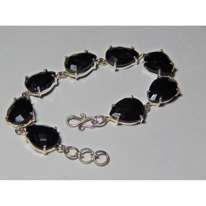 Handmade 925 Sterling Silver <b>Bracelet</b> with Black Onyx <b>Gemstone</b> Fashionable Silver Jewelry Bangle Gift - Product Image 2