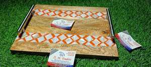 Bandeja de mango de madera con incrustaciones de madreperla de lujo Ramadán Mubarak postre y plato para servir fecha Eid Mubarak decoración del hogar regalo - Product Image 3