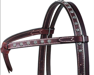 Haltères pour chevaux en cuir de qualité supérieure, design à pois antique, durables, couleur et taille personnalisables, style course, logo personnalisé, style western - Product Image 2