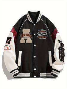 Servicio OEM Heavy Thick Chenille bordado parches de invierno de gran tamaño de cuero mangas de talla grande chaqueta Letterman para hombre - Product Image 3