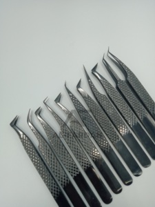 Nouvel arrivage Pince à épiler d'extension de cils en acier inoxydable de haute qualité Couleur plasma noir Volume à 90 degrés Cils testés à la main - Product Image 6