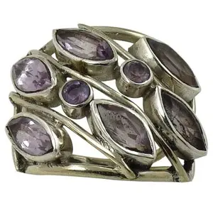 Anillo de Plata 925 con Granate Natural y Circonita para Mujer, Joyería Fina con Incrustaciones, Opción de Anillo para Hombre Disponible - Product Image 1