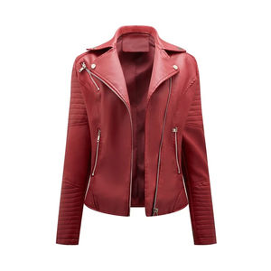 Veste de motard élégante en peau de mouton véritable pour femmes veste en cuir de vachette à manches longues mode sport veste en cuir de vachette mode pour femmes - Product Image 3