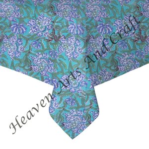 Festival de Navidad decoración del hogar mantel cuadrado de algodón de lujo al por mayor estampado de bloques florales diseño de boda cubierta de lino - Product Image 1