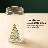 Gobelet en verre pour arbre de Noël 550 ml, tasse à boire en borosilicate avec arbre 3D à l'intérieur pour cadeaux de Noël et logo personnalisé