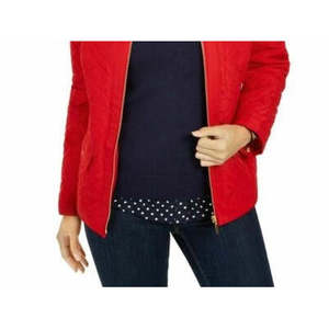 Cappotto Invernale Trapuntato da Donna Charter Club con Collo alla Coreana, Rosso, Taglia Extra Large, Logo Personalizzato, Motivo Tinta Unita, con Cappuccio - Product Image 3
