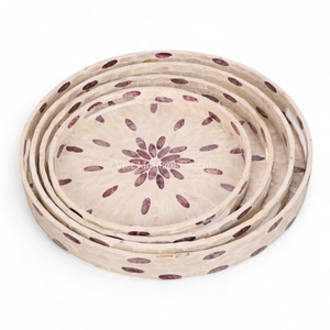 Plateau en nacre fait à la main, plateau de service décoratif, incrustation de coquillages, naturel, écologique, pour table et étagère - Product Image 2