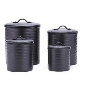 Ensemble de qualité supérieure de 4 conteneurs de stockage galvanisés noirs organisateur solide pour les restaurants et l'utilisation de stockage d'hôtel d'Inde - Product Image 1