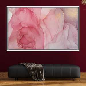 Printed Pink Gold Ink Canvas Art Elegant Watercolor Dcor,WHITE <b>FRAMED</b> CANVAS - Product Image 1