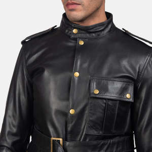 Chaqueta de Cuero Vacuno Genuino Germain en Negro, Reversible y con Cierre, Impermeable y Bordada, Tallas de la XS a la 6XL - Product Image 5