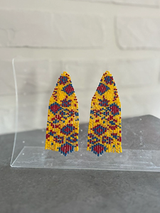 Pendientes de cuentas de flores Pendientes florales abstractos Pendientes de cuentas de semillas de flecos Pendientes de cuentas colgantes Pendientes de cuentas florales - Product Image 3