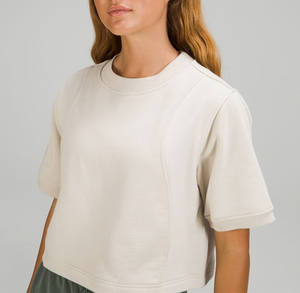 เสื้อยืดครอปผ้าฝ้ายทรงโอเวอร์ไซส์เรียบง่ายสำหรับผู้หญิง ออกแบบเองได้ เหมาะสำหรับเล่นโยคะ ฟิตเนส และออกกำลังกาย - Product Image 4