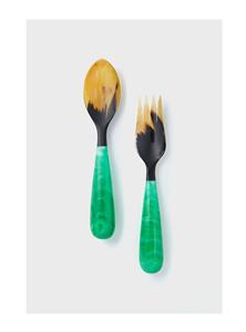 Cuillère et fourchette à salade élégantes en résine et en corne avec manche long, design moderne, écologiques, pour les fêtes, fabrication artisanale, luxe - Product Image 5