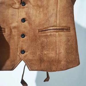 Custom Made European Style Male Waistcoat Factory Direct Real Leather <b>Slim</b> <b>Vest</b> with Stand Lapel Classical Vintage Gilet for Men - Product Image 2