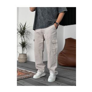 Pantalones Vaqueros Anchos de Mezclilla Tejida Estilo Hip Hop para Hombre, 100% Algodón Lavado, Etiqueta Personalizada, Ropa Deportiva Informal de Calle para Invierno y Primavera - Product Image 1