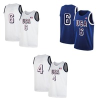 Maillot de basket-ball brodé USA 6 pour hommes Style petit ami respirant Gym débardeur 3D sans manches vêtements de sport confortable pour hommes