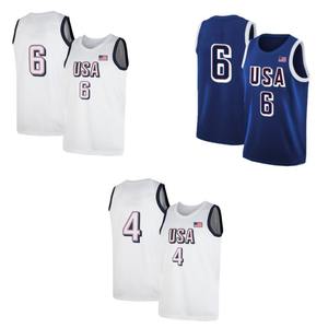 Men's USA 6 Embroidered Basketball Jersey Boyfriend Style Breathable Gym Tank Top <b>3D</b> Sleeveless Sportswear Comfortable Men's - Product Image 4