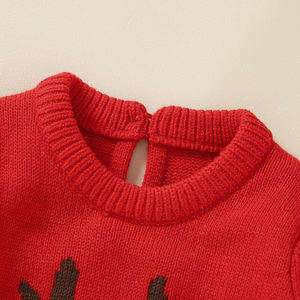 Combinaison d'hiver pour bébés filles et garçons en tricot jacquard avec <span class=keywords><strong>renne</strong></span> rouge de Noël pour nouveaux-nés <span class=keywords><strong>pull</strong></span> de Noël - Product Image 2