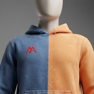 MATTIERA <b>Mens</b> Blue Orange Two Tone Zip Up Hoodie <b>Red</b> Logo Fleece <b>Sweatshirt</b> Streetwear Casual Hooded Jacket Custom Wholesale OEM - Product Image 4