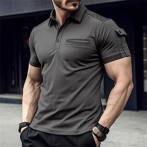 Polo de Algodón 100% para Hombre, Camisa Deportiva Informal de Verano, Color Sólido, Uso Diario, Solapa Delgada, Diseño Muscular con Costura, Bolsillo EN EL Brazo - Product Image 4