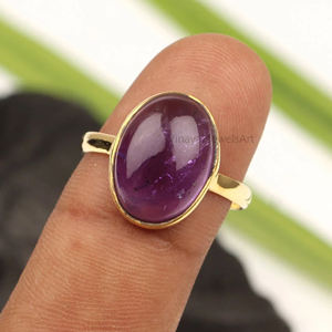 Trendy 18K <b>Gold</b> Plated 925 Sterling Silver Eternity Vermeil <b>Ring</b> 10x14mm Oval Shape Natural <b>Amethyst</b> Fine Women's Party Jewelry - Product Image 2
