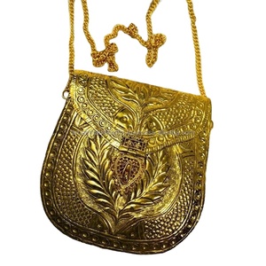 Bolso de mano de Metal hecho a mano, bolso de mano Vintage en relieve a mano, oro y Latón chapado en plata, bolsos Potlli Sling, bolso de bola dorada - Product Image 1